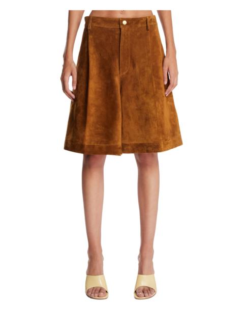 Brown Suede Bermuda Shorts