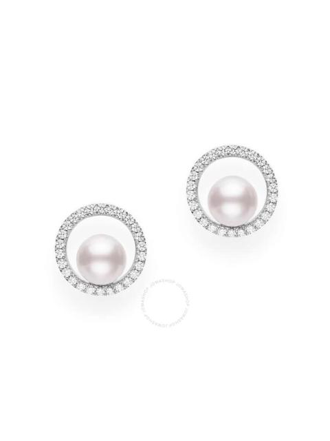 MIKIMOTO Mikimoto 18K Diamond Pave Studs With Akoya Pearls - MEA10314ADXW