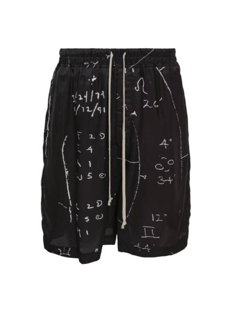 Rick Owens Faun Shorts Printed Cupro Twill