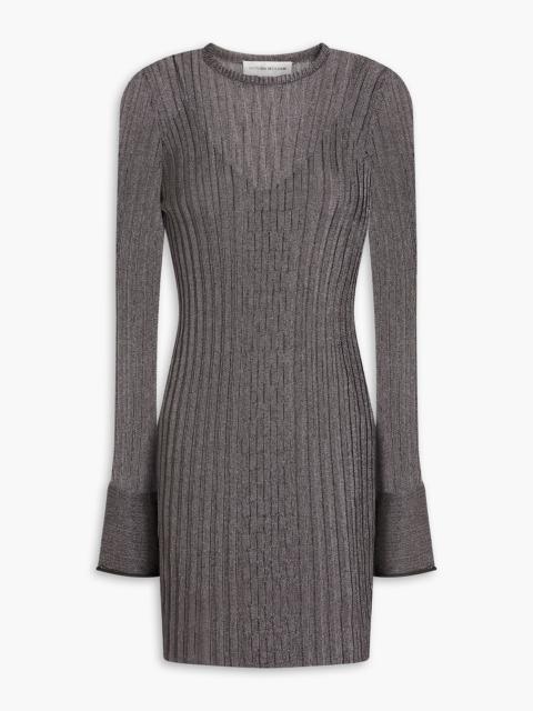 Victoria Beckham Metallic ribbed crochet-knit mini dress