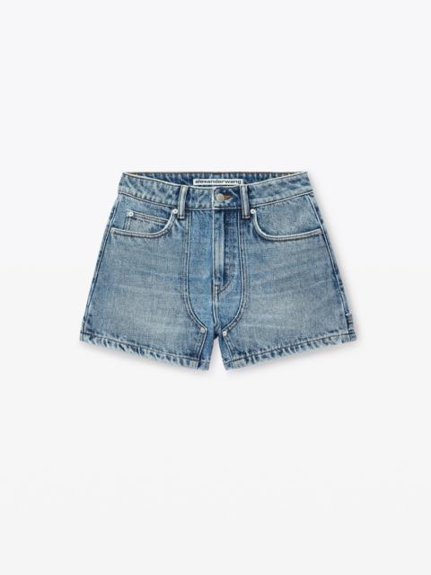 Alexander Wang High-Waist Workwear Shorts in Clear Bead Hotfix