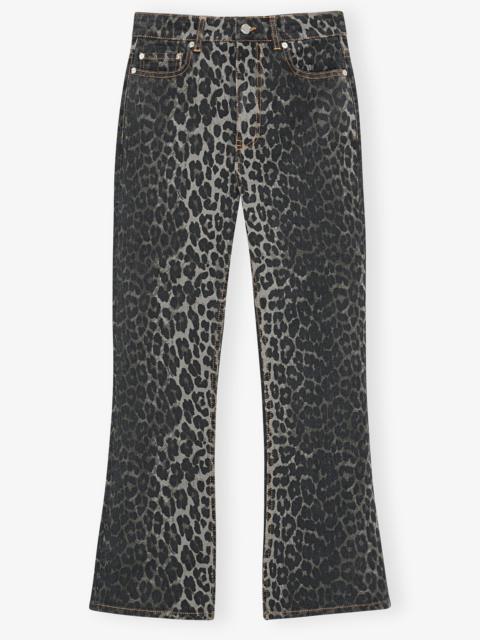 GANNI GREY LEOPARD BETZY CROPPED JEANS