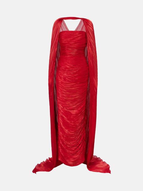 MARMAR HALIM Caped pleated bustier gown