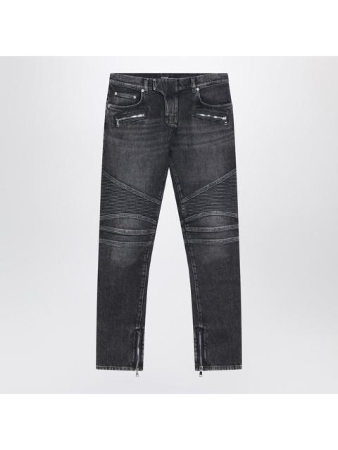Balmain Balmain Grey Washed Slim Biker Jeans Men