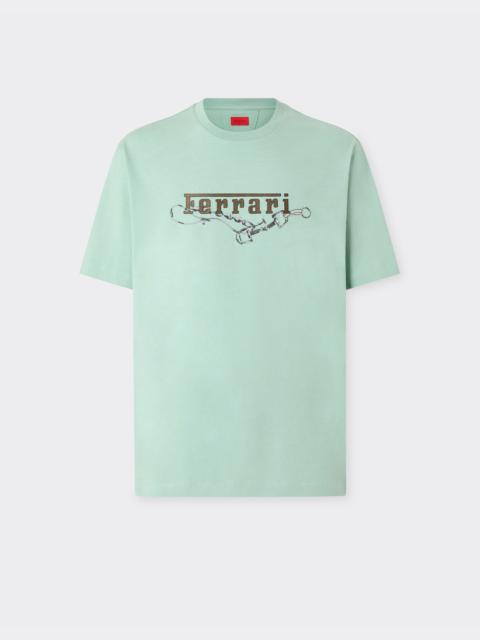 Ferrari Cotton T-shirt with Ferrari embroidery