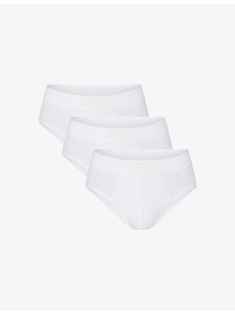 SKIMS Branded-waistband pack of three stretch-cotton briefs