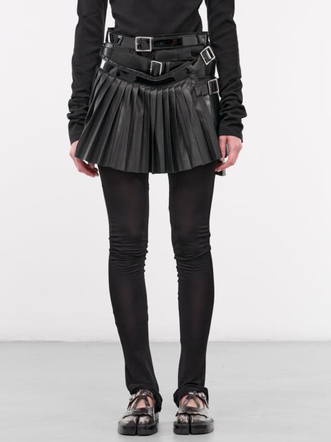 Asymmetric Belt Pleated Skirt