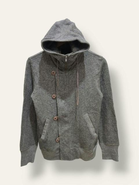 Archival Clothing - Japanese Brand Three Stones Throw Wool Hooded Jacket