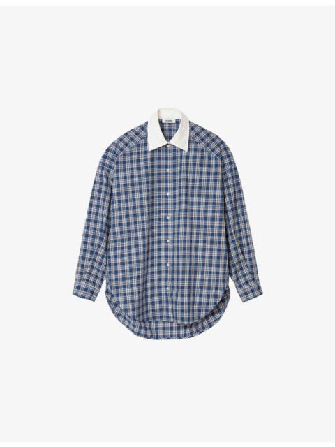 Sandro Checked Rhinestone-Embellished Cotton Shirt