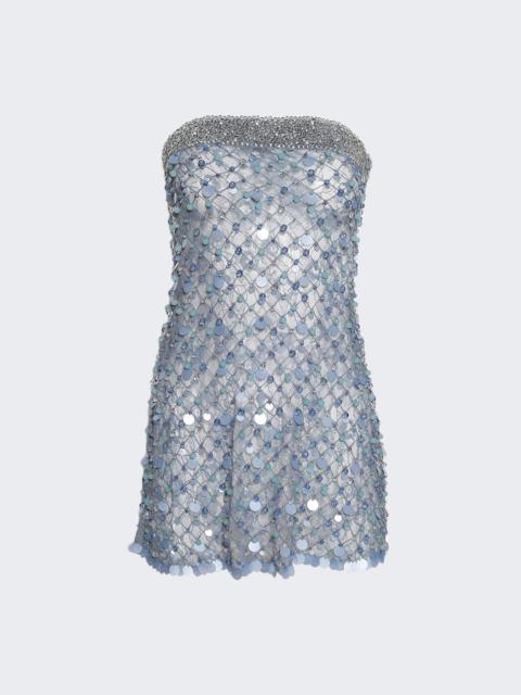 ROBERTA EINER Fishnet Mini Bandeau Dress Blue