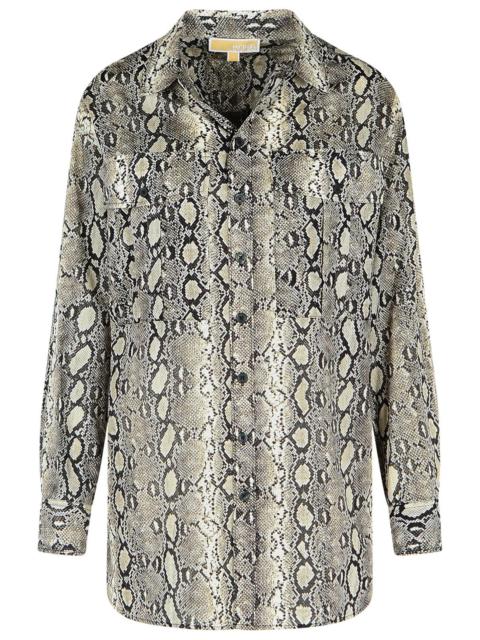MICHAEL KORS Michael Michael Kors Snake Print Cotton Shirt Beige