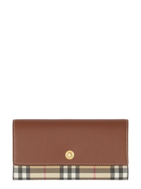 Burberry burberry Halton Check E-Canvas & Leather Continental Wallet in Tan at Nordstrom