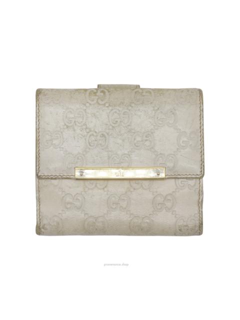 GUCCI Gucci Trifold Wallet - Chalk Guccissima Leather