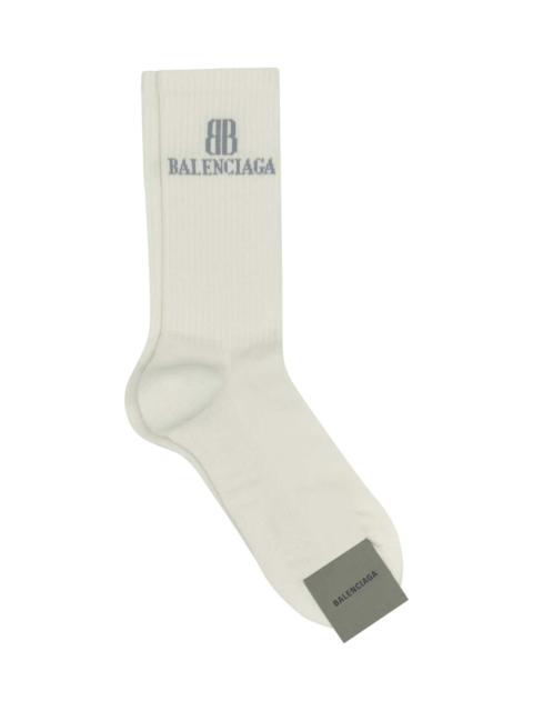 White Stretch Cotton Blend Socks