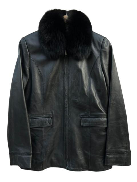 Other Designers If Six Was Nine - Vintage Moda Valentino Zip Up Black Fur Leather Jacket