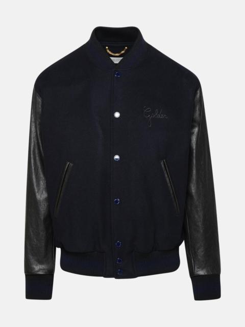 Golden Goose BOMBER JACKET IN BLUE AND BLACK VIRGIN WOOL BLEND