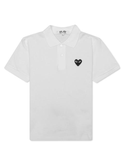 Comme des Garçons PLAY COMME DES GARCONS PLAY BLACK EMBLEM WOMEN'S POLO SHIRT - WHITE
