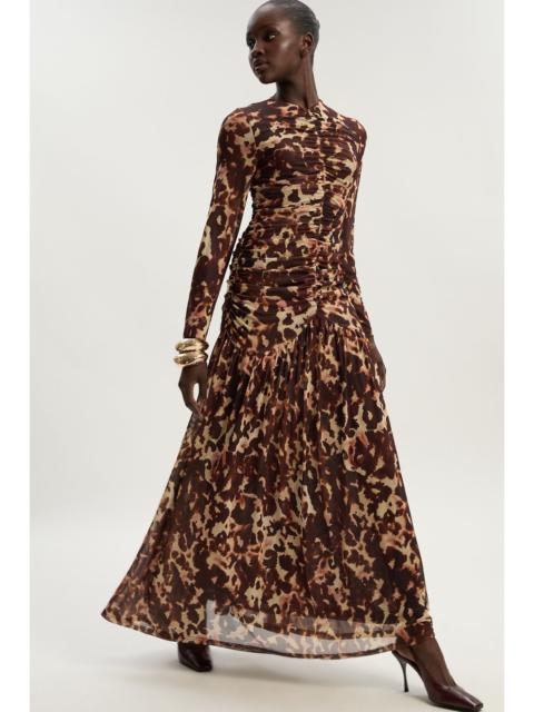 KAREN MILLEN Leopard Print Mesh Maxi Dress