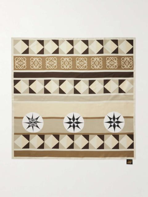 + Paula's Ibiza printed silk-twill scarf Beige