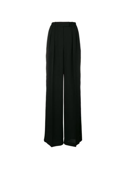 high-waisted flared trousers