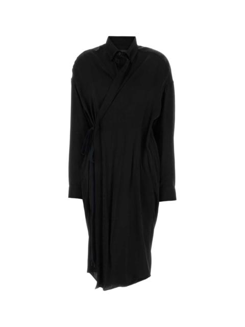 BALENCIAGA Balenciaga Women Black Satin Shirt Dress