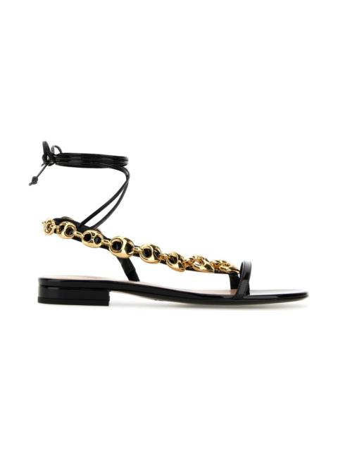 GUCCI Black Leather Gucci Marina Chain Sandals