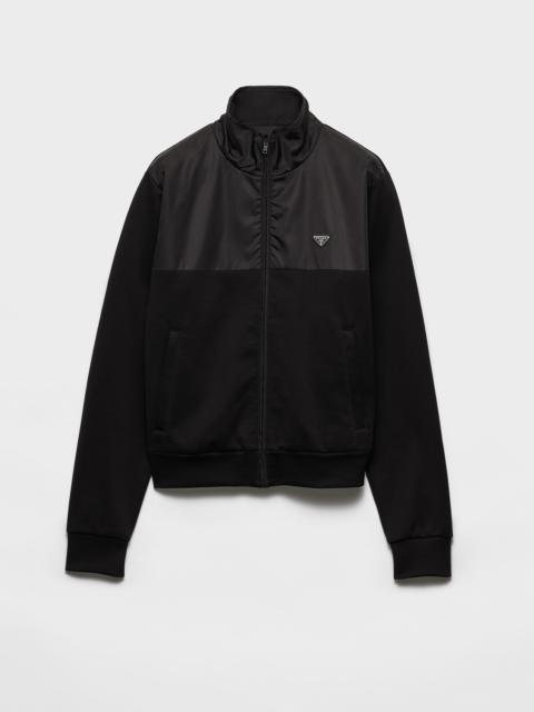Prada Cotton fleece zipper jacket with Re-Nylon details