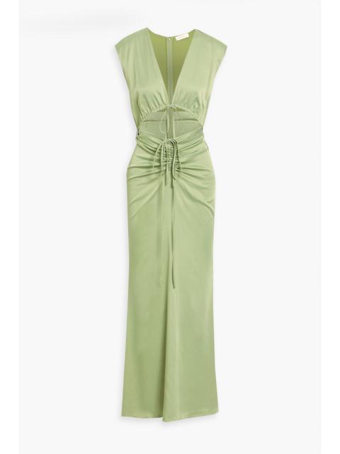 LAPOINTE Ruched cutout satin maxi dress