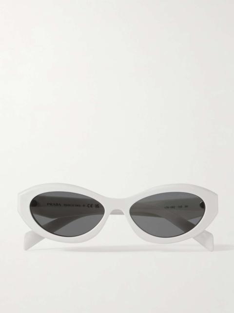 Oval-frame acetate sunglasses White