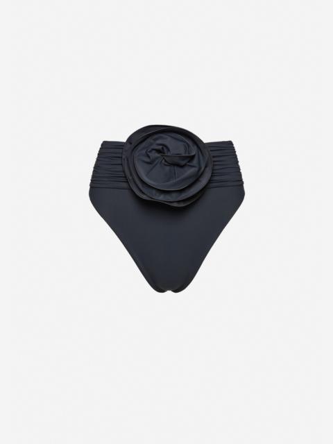 MAGDA BUTRYM High-waisted flower appliqué swim bottom in grey