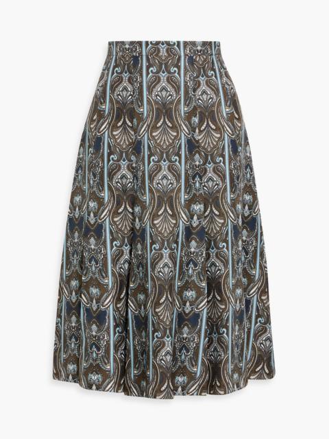 EMILIA WICKSTEAD Pleated paisley-print silk-twill skirt