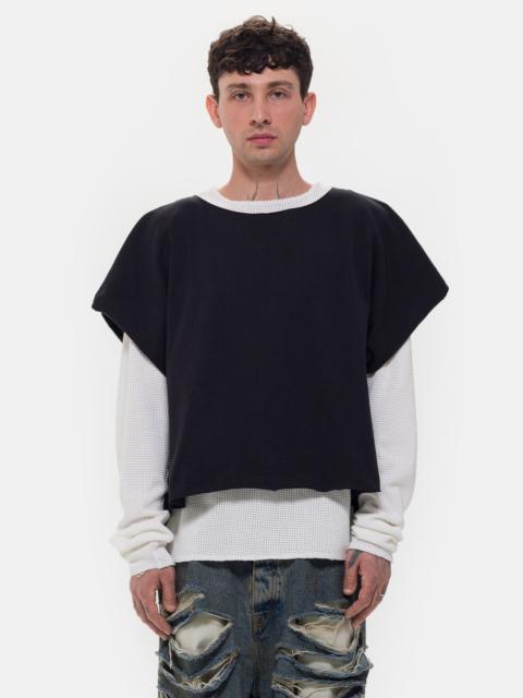 424 Double Layer Distressed T-Shirt in Black Washed