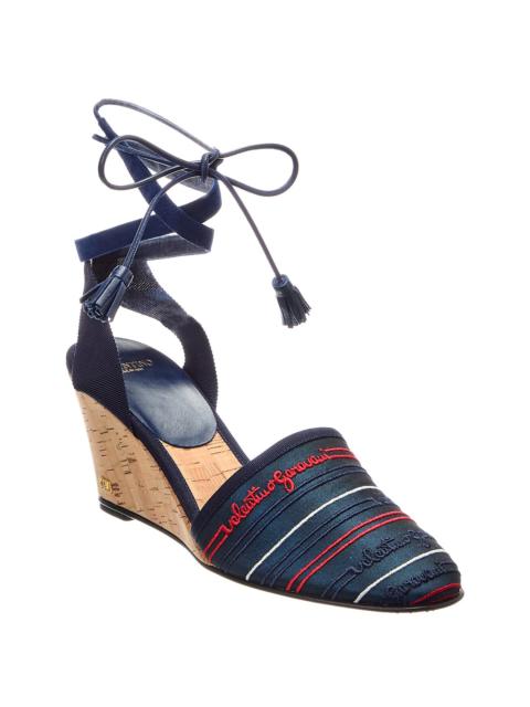 Valentino Valentino VLogo 75 Canvas Wedge Sandal