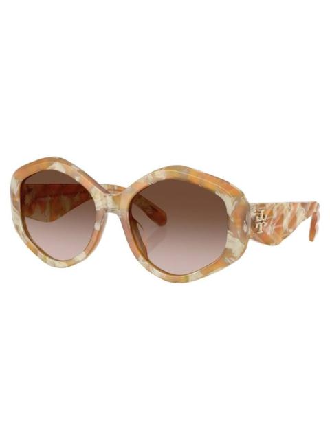 TORY BURCH Tory Burch Kira Brown Gradient Geometric Ladies Sunglasses TY7217U 194913 55
