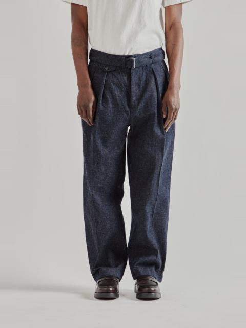 KAPTAIN SUNSHINE Cotton Linen Denim Riveira Trousers - Indigo