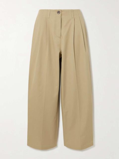 Organic cotton-twill wide-leg pants Sand