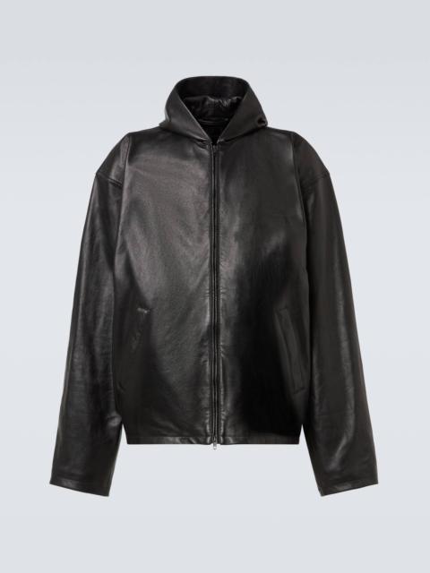 BALENCIAGA Hooded leather blouson