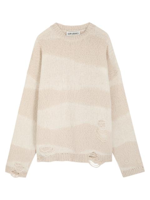 Our Legacy Our Legacy Popover Roundneck Striped Distressed Cotton-blend Jumper