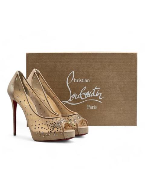 Christian Louboutin Christian Louboutin Very Strass Peep Pumps 120mm - Net - Nude