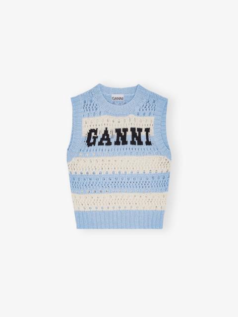 GANNI LIGHT BLUE STRIPED VEST