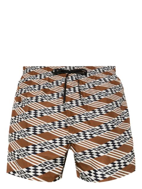 FENDI Geometric-print Swim Shorts