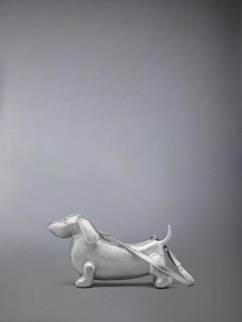 Thom Browne SILVER BABY HECTOR BAG IN PEBBLE GRAIN LEATHER