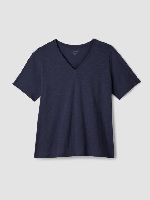 EILEEN FISHER Organic Cotton Slubby Jersey V-Neck Tee