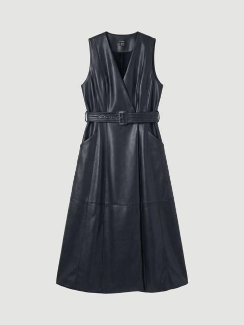 KAREN MILLEN Faux Leather Belted Sleeveless Dress