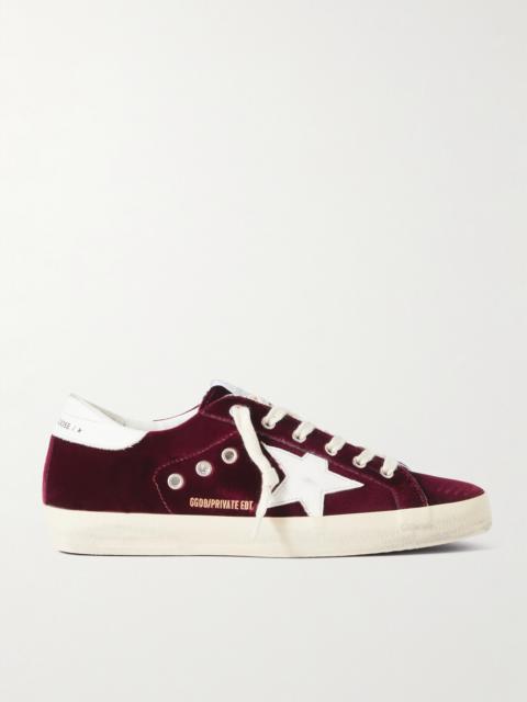 Golden Goose Super-star Distressed Leather-trimmed Velvet Sneakers