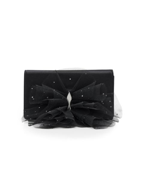 Christian Louboutin Bettina Tulle-Embellished Satin Clutch black