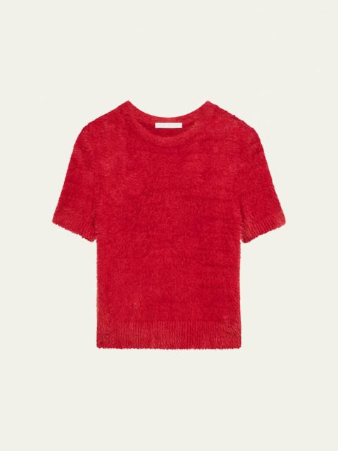Helmut Lang Cropped Eyelash Knit Tee