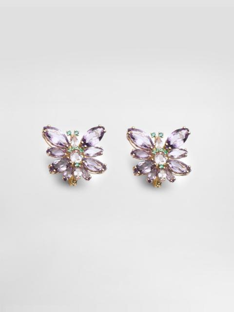 Dolce & Gabbana Butterfly Earrings 18-carat yellow gold, amethysts, morganites, and emeralds