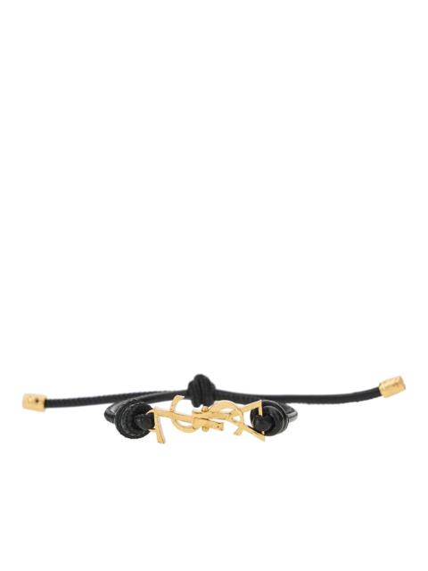 SAINT LAURENT Saint Laurent Cassandre Leather Bracelet Black