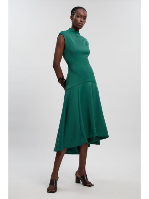 KAREN MILLEN Scuba Dipped Ruffle Hem Woven Maxi Dress